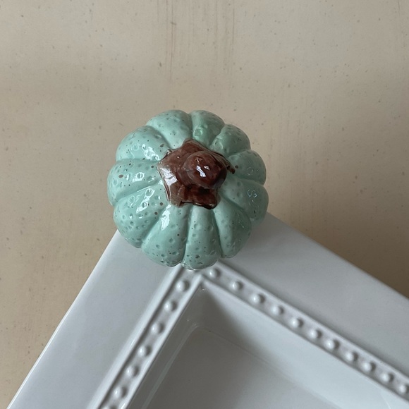 Mint Green Autumn Gourd Pumpkin Platter Decoration - Round - Picture 5 of 6